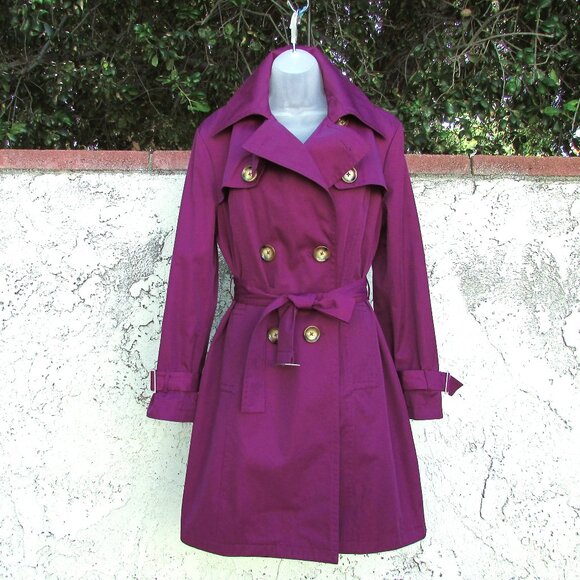 Saks Fifth Avene magenta trench coat L